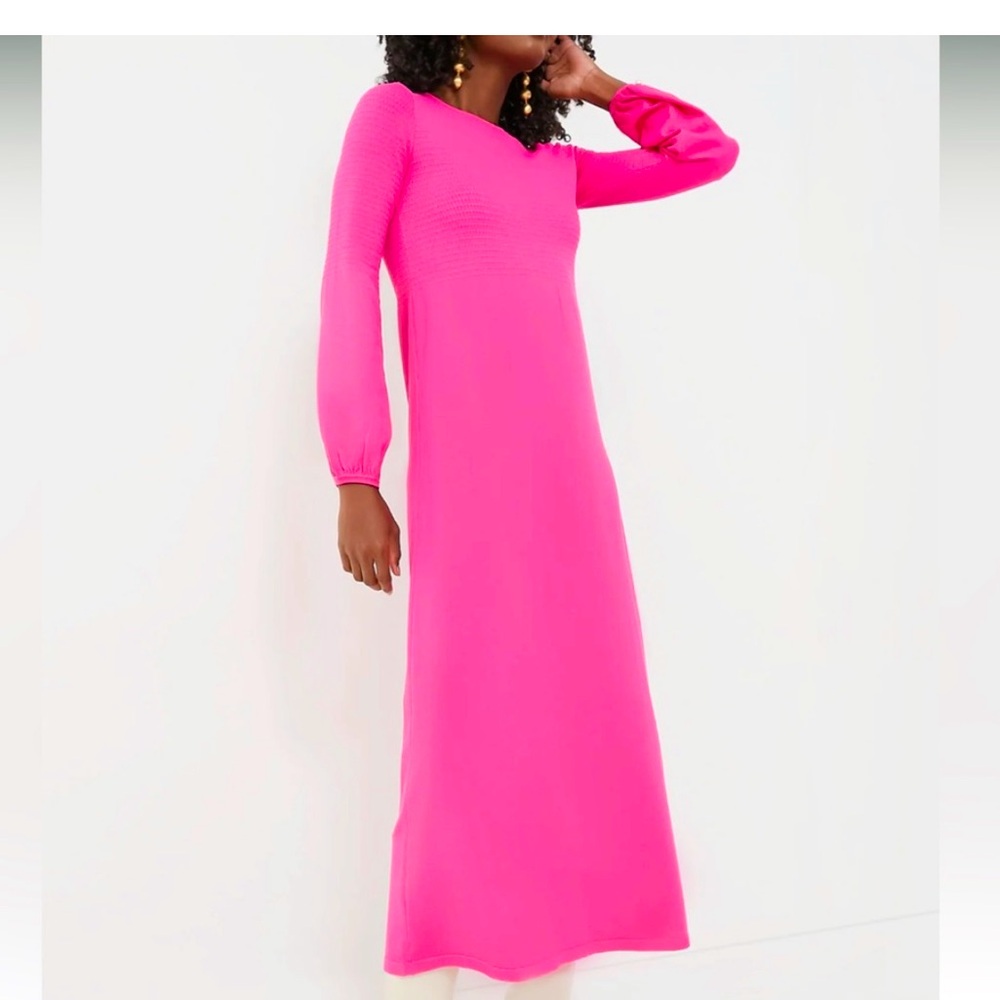 Tuckernuck Hot Pink Long Sleeve Maxi Dress